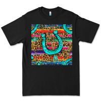 Black Western Horseshoe And Arrow With Leopard And Serape Seamless Pattern Premium Tee - BundleAndBundleShop