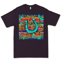Plum Western Horseshoe And Arrow With Leopard And Serape Seamless Pattern Premium Tee - BundleAndBundleShop