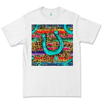 White Western Horseshoe And Arrow With Leopard And Serape Seamless Pattern Premium Tee - BundleAndBundleShop