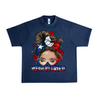 Navy Puerto Rico messy bun Urban Heavy Tee - NancyCooperArtShop
