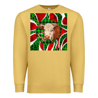 Antique Gold christmas hereford cow face Premium Sweatshirt - LillyAllenDesigns