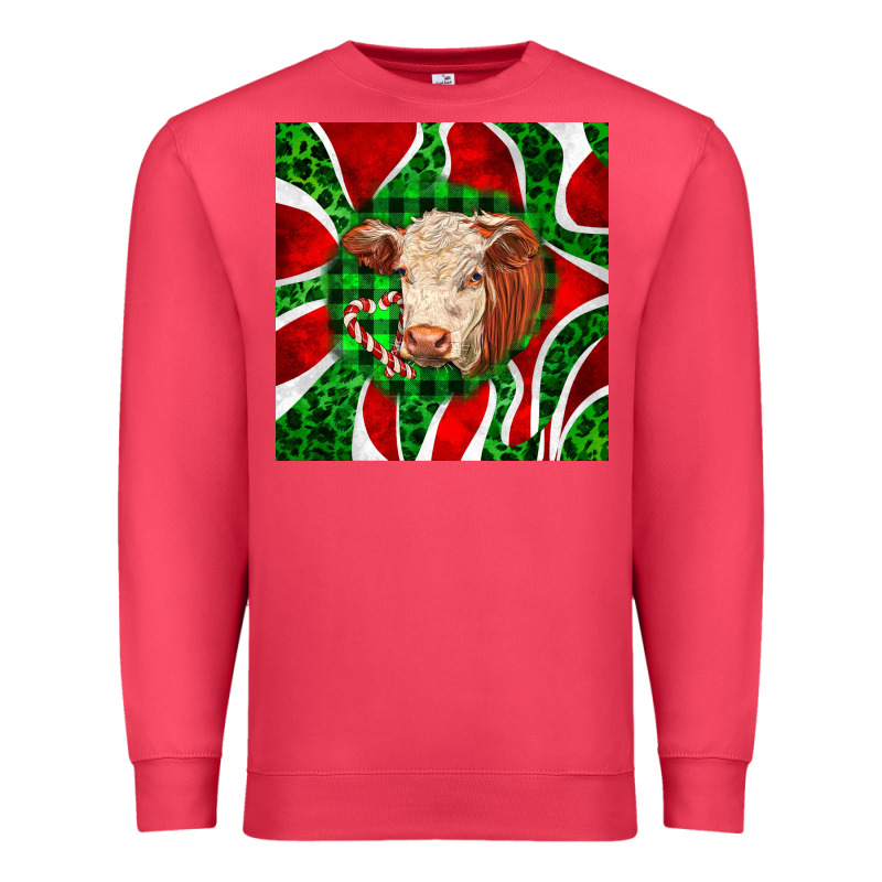 Christmas Hereford Cow Face Premium Sweatshirt by LillyAllenDesigns | Teevron