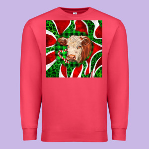 Christmas Hereford Cow Face Premium Sweatshirt Designed By Lillyallendesigns