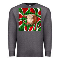 Charcoal Heather christmas hereford cow face Premium Sweatshirt - LillyAllenDesigns
