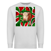 Dove Grey christmas hereford cow face Premium Sweatshirt - LillyAllenDesigns