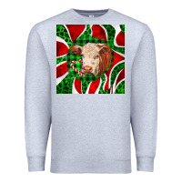 Heather Grey christmas hereford cow face Premium Sweatshirt - LillyAllenDesigns