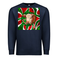 Navy christmas hereford cow face Premium Sweatshirt - LillyAllenDesigns