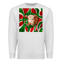 Oatmeal Heather christmas hereford cow face Premium Sweatshirt - LillyAllenDesigns