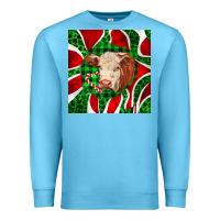 Ocean Blue christmas hereford cow face Premium Sweatshirt - LillyAllenDesigns