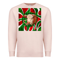 Pale Pink christmas hereford cow face Premium Sweatshirt - LillyAllenDesigns