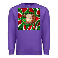 Purple christmas hereford cow face Premium Sweatshirt - LillyAllenDesigns