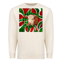 Sandshell christmas hereford cow face Premium Sweatshirt - LillyAllenDesigns
