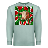 Seafoam christmas hereford cow face Premium Sweatshirt - LillyAllenDesigns