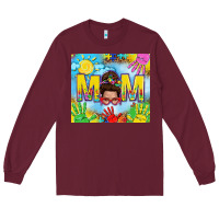 Burgundy Messy bun Autism mom 20oz skinny tumbler Long Sleeve Tee - TumblerDesignByShophia