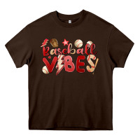 Chocolate Brown baseball vibes Heavy Core Tee - MaliasSmallBusiness