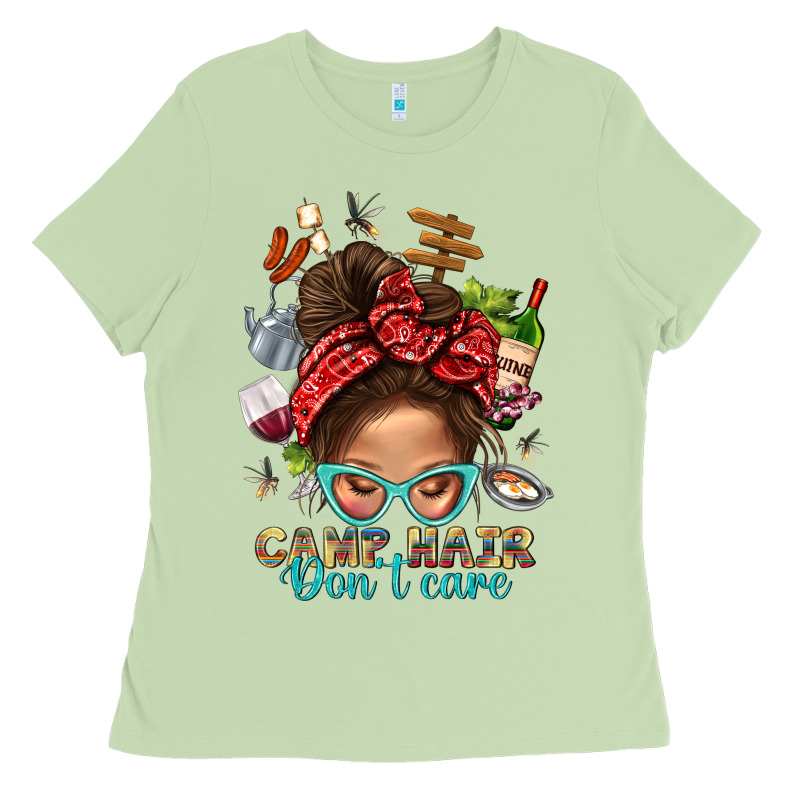 Camp Hair Dont Care Messy Bun Bbs Ladies Tee by BundleAndBundleShop | Teevron