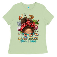 Matcha Camp Hair Dont Care Messy Bun Bbs Ladies Tee - BundleAndBundleShop