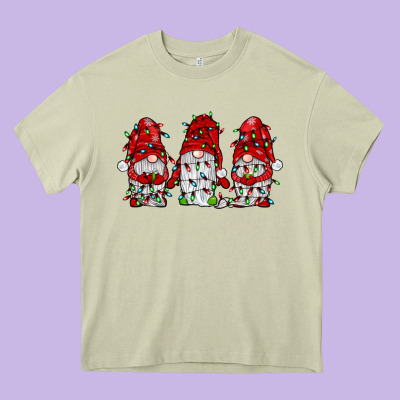 Gnome With Christmas Lights Heavy Core Tee Designed By Jahusdesignshop