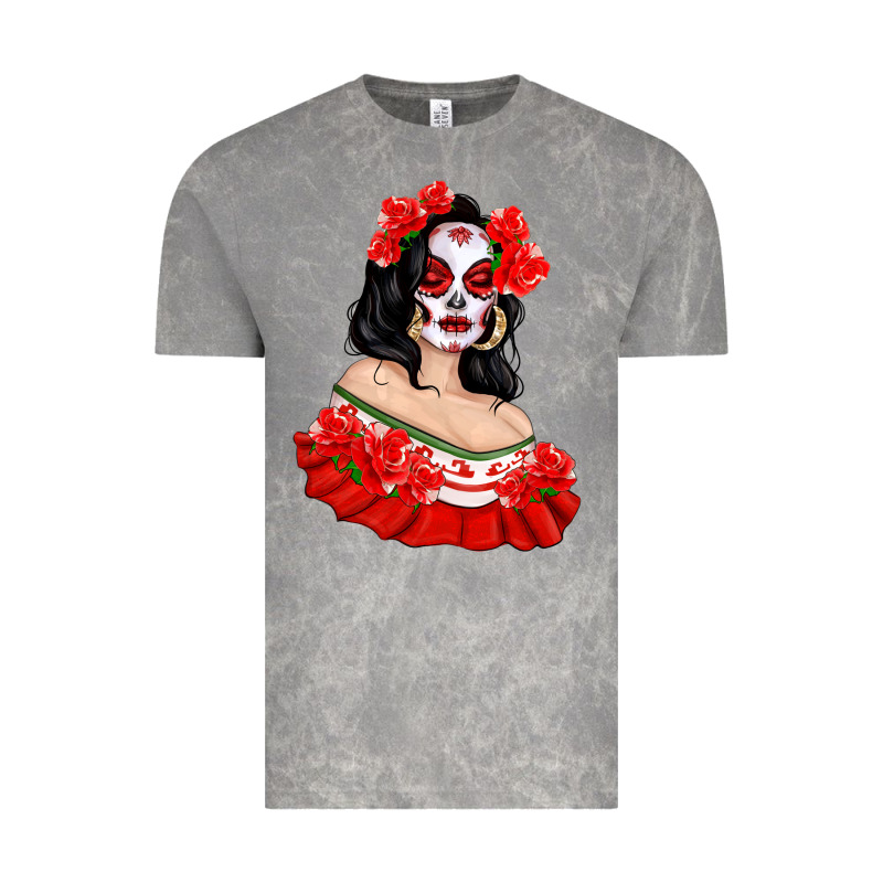 Mexicana Skull Girl With Roses Vintage Tee by texasbilliewilder | Teevron