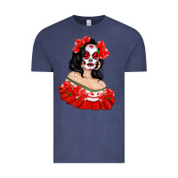Vintage Denim Mexicana Skull Girl with Roses Vintage Tee - texasbilliewilder