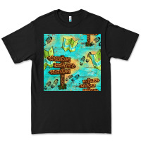 Black Wooden Signboard And Gamping Map Seamless Pattern Premium Tee - BundleAndBundleShop