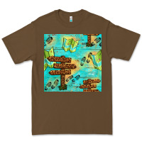 Cacao Wooden Signboard And Gamping Map Seamless Pattern Premium Tee - BundleAndBundleShop