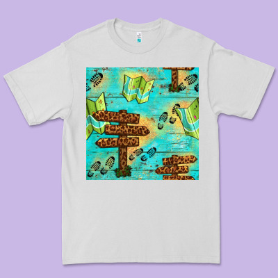 Wooden Signboard And Gamping Map Seamless Pattern Premium Tee Designed By Bundleandbundleshop