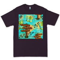Plum Wooden Signboard And Gamping Map Seamless Pattern Premium Tee - BundleAndBundleShop