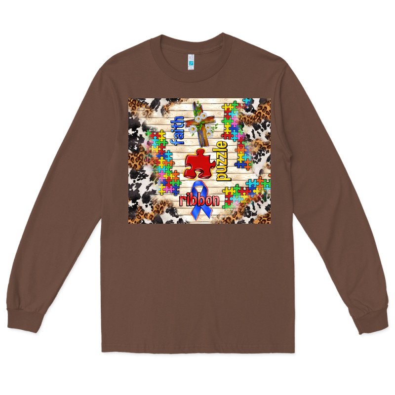 Faith Puzzle Ribbon Tumbler Long Sleeve Tee by TumblerDesignByShophia | Teevron