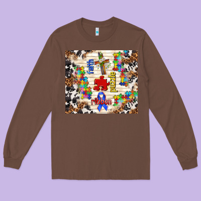Faith Puzzle Ribbon Tumbler Long Sleeve Tee Designed By Tumblerdesignbyshophia