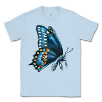 Dusty Blue Black Shallowtail Classic Tee - LillyAllenDesigns