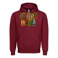 Burgundy merry mama Zipper Hoodie - FaDigitalArtStudio