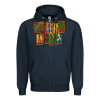 Navy merry mama Zipper Hoodie - FaDigitalArtStudio
