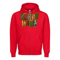 Red merry mama Zipper Hoodie - FaDigitalArtStudio