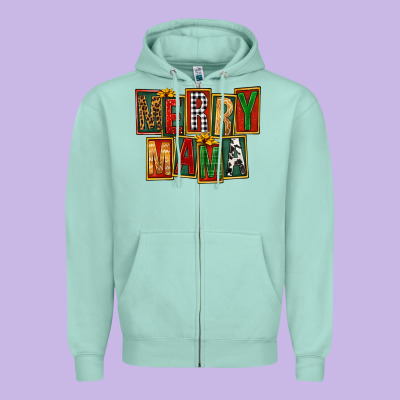 Merry Mama Zipper Hoodie Designed By Fadigitalartstudio