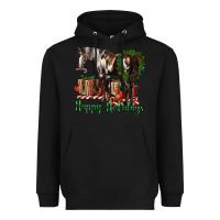 Black happy holidays mustang horse Heavyweight Hoodie - LillyAllenDesigns