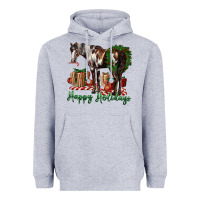 Heather Grey happy holidays mustang horse Heavyweight Hoodie - LillyAllenDesigns