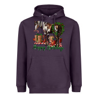 Plum happy holidays mustang horse Heavyweight Hoodie - LillyAllenDesigns