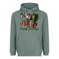 Sage happy holidays mustang horse Heavyweight Hoodie - LillyAllenDesigns