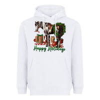 White happy holidays mustang horse Heavyweight Hoodie - LillyAllenDesigns