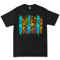 Black turquoise leopard sunflowers colorful Premium Tee - RanaPortraitStore