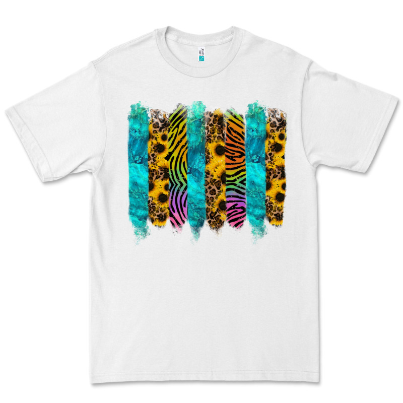 Turquoise Leopard Sunflowers Colorful Premium Tee by RanaPortraitStore | Teevron