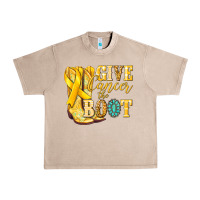 French Oak Give Cancer the boot Childhood Cancer Urban Heavy Tee - NancyCooperArtShop