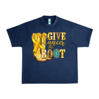 Navy Give Cancer the boot Childhood Cancer Urban Heavy Tee - NancyCooperArtShop