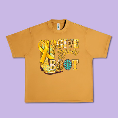 Give Cancer The Boot Childhood Cancer Urban Heavy Tee Designed By Nancycooperartshop