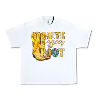 White Give Cancer the boot Childhood Cancer Urban Heavy Tee - NancyCooperArtShop