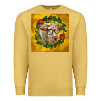 Antique Gold christmas charolais cow face Premium Sweatshirt - LillyAllenDesigns