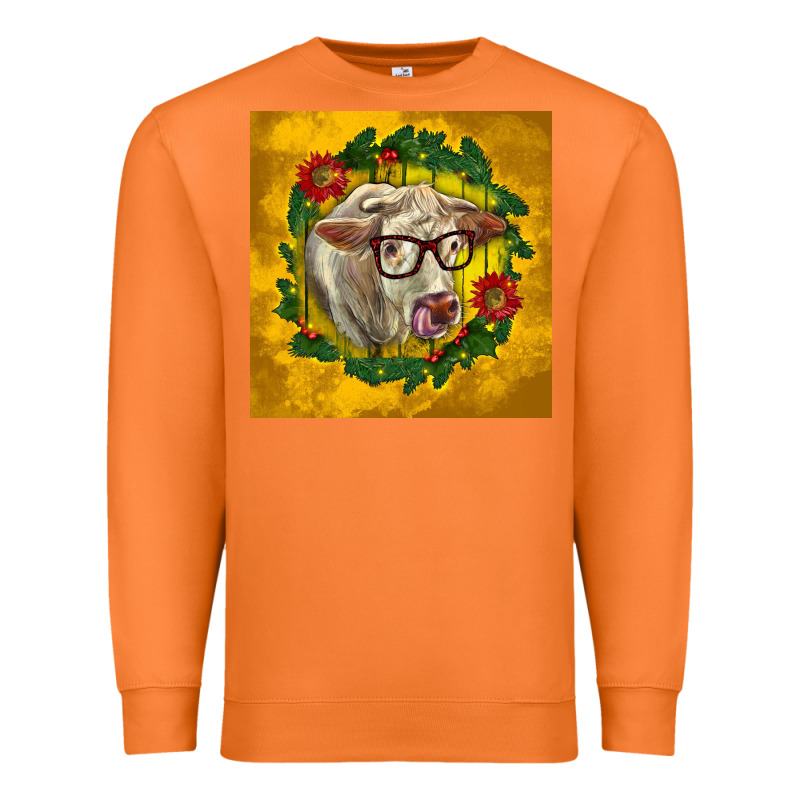 Christmas Charolais Cow Face Premium Sweatshirt by LillyAllenDesigns | Teevron