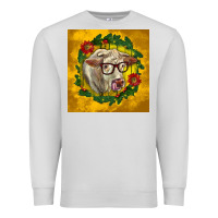 Dove Grey christmas charolais cow face Premium Sweatshirt - LillyAllenDesigns