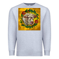 Heather Grey christmas charolais cow face Premium Sweatshirt - LillyAllenDesigns